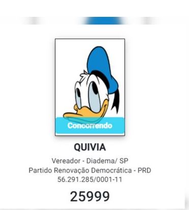 Quivia Pato Donald TSE e Metropoles