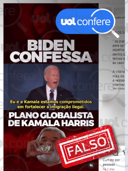 23.ago.2024 - Biden não afirmou que ele e Kamala estão comprometidos com a imigração ilegal