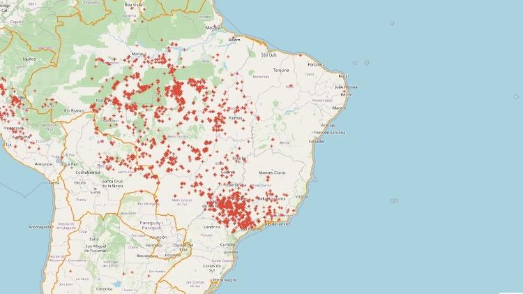 Mapa mostra contração de focos em São Paulo