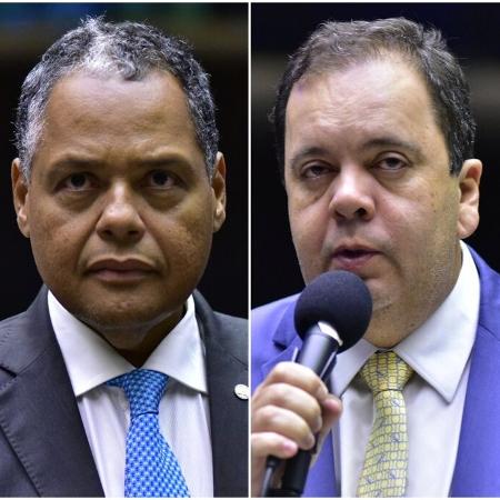 Os líderes do PSD, Antonio Brito (esq.), e do União Brasil, Elmar Nascimento (dir.)