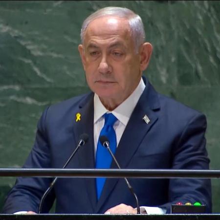 Primeiro-ministro de Israel, Benjamin Netanyahu, durante discurso na ONU